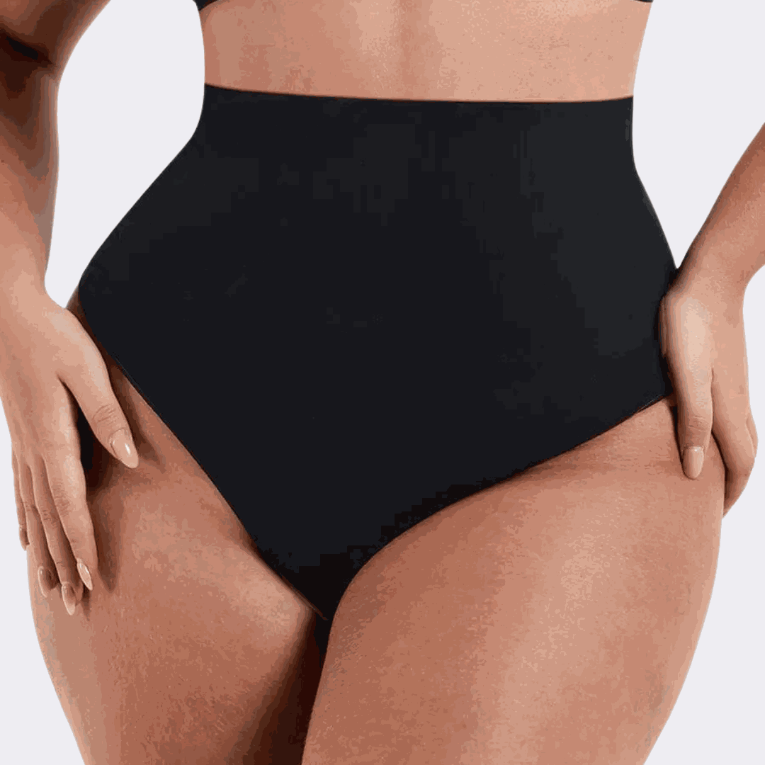 High-waisted sculpting thong offering seamless design and tummy control.