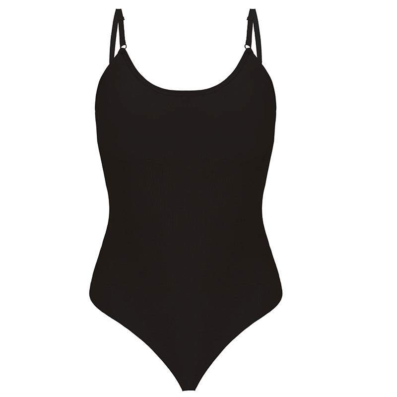 Women's black shapewear corset in elegant nylon fabric with sleek, seamless design.