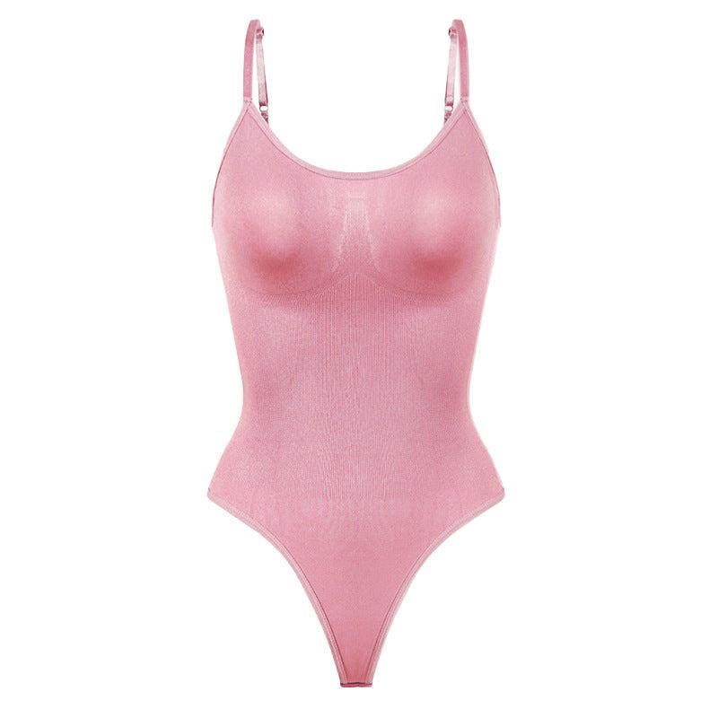 Elegant pink women's shapewear corset in nylon fabric for seamless shaping and comfort.